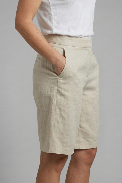 Damen-Shorts mit hoher Taille, knielang mit schrägen Taschen-Shorts for women-Alpenkind