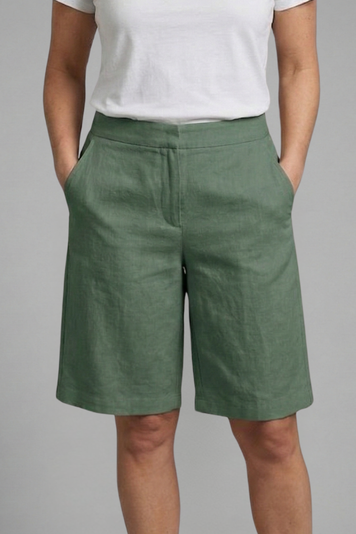 Damen-Shorts mit hoher Taille, knielang mit schrägen Taschen-Shorts for women-Alpenkind