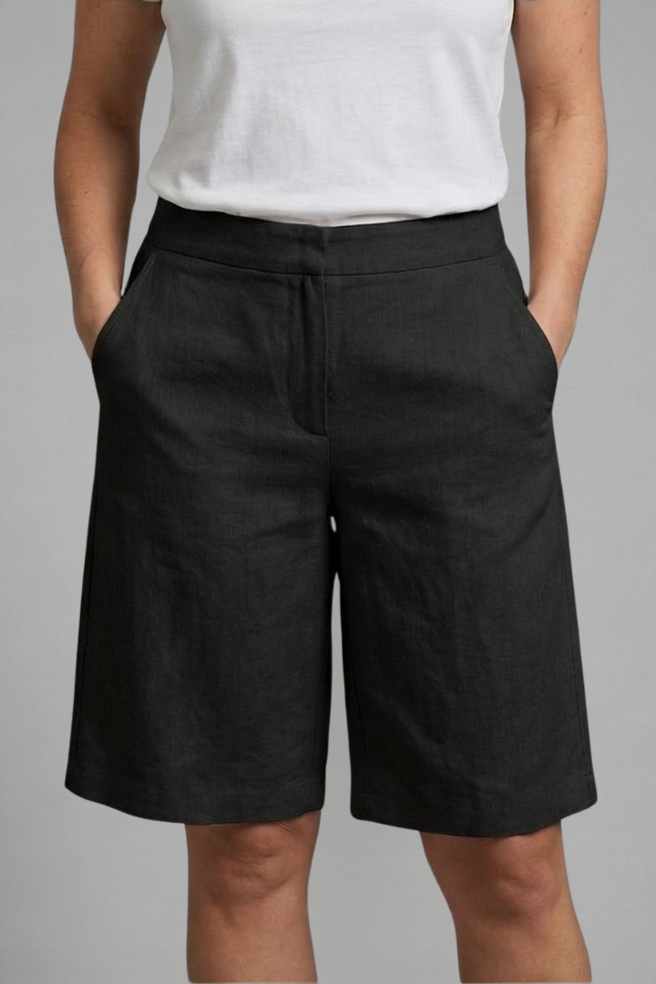 Damen-Shorts mit hoher Taille, knielang mit schrägen Taschen-Shorts for women-Alpenkind