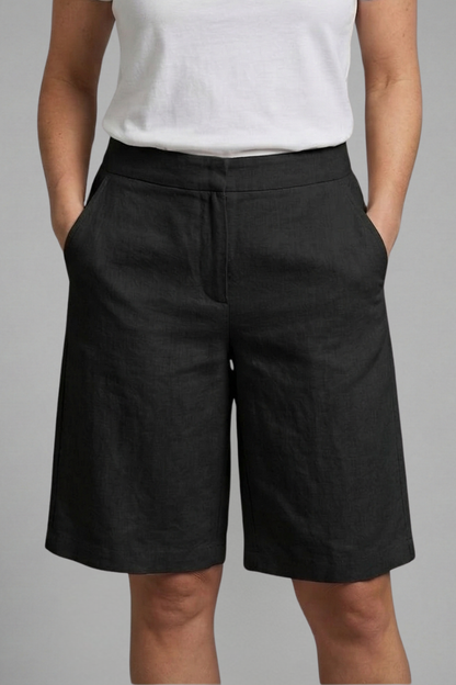 Damen-Shorts mit hoher Taille, knielang mit schrägen Taschen-Shorts for women-Alpenkind