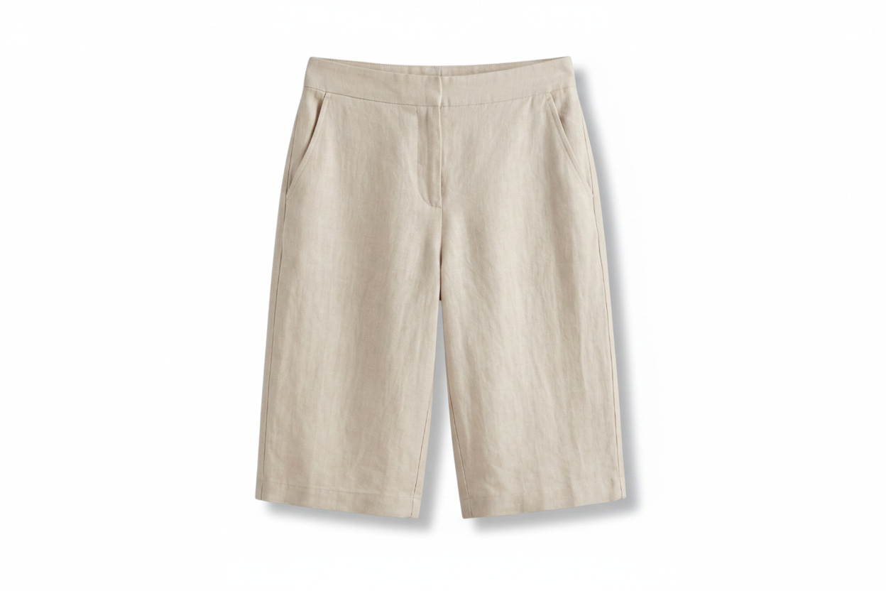 Damen-Shorts mit hoher Taille, knielang mit schrägen Taschen-Shorts for women-Alpenkind