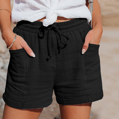 Damen Shorts mit Kordelzugbund und Aufgesetzten Taschen-Shorts for women-Alpenkind