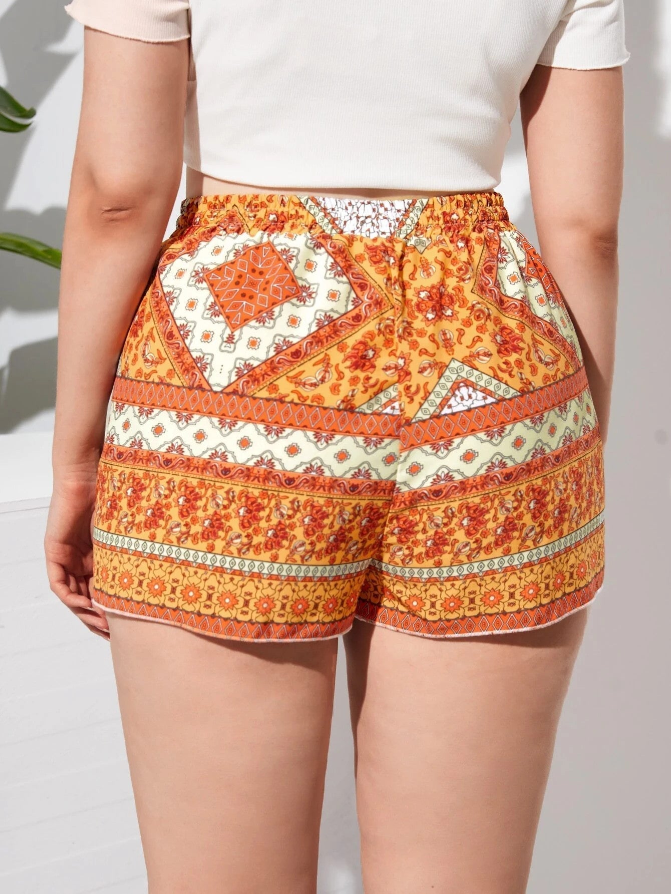 Damen Shorts mit Muster und Kordelzugbund-Shorts for women-Alpenkind