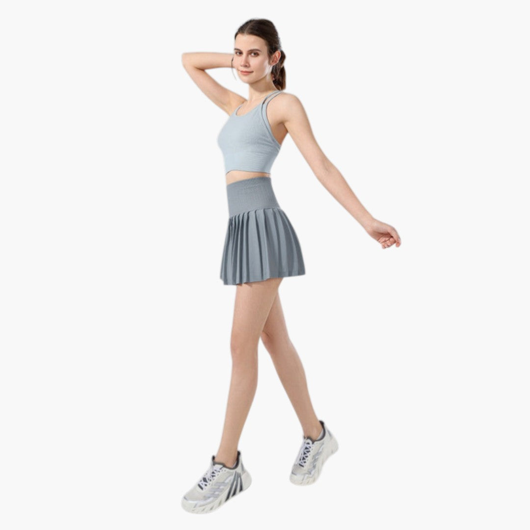 Damen Skort mit hohem Bund, Faltenstruktur und elastischem Bund-Skirt for women-Alpenkind