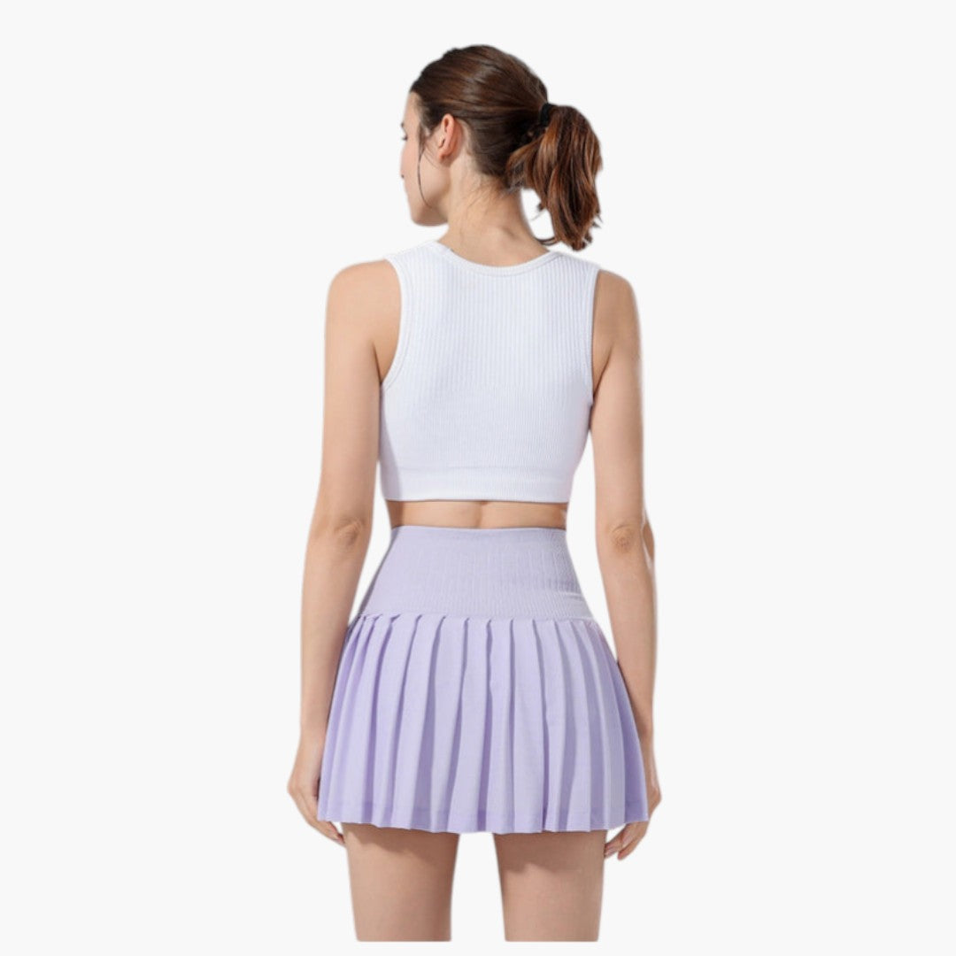 Damen Skort mit hohem Bund, Faltenstruktur und elastischem Bund-Skirt for women-Alpenkind
