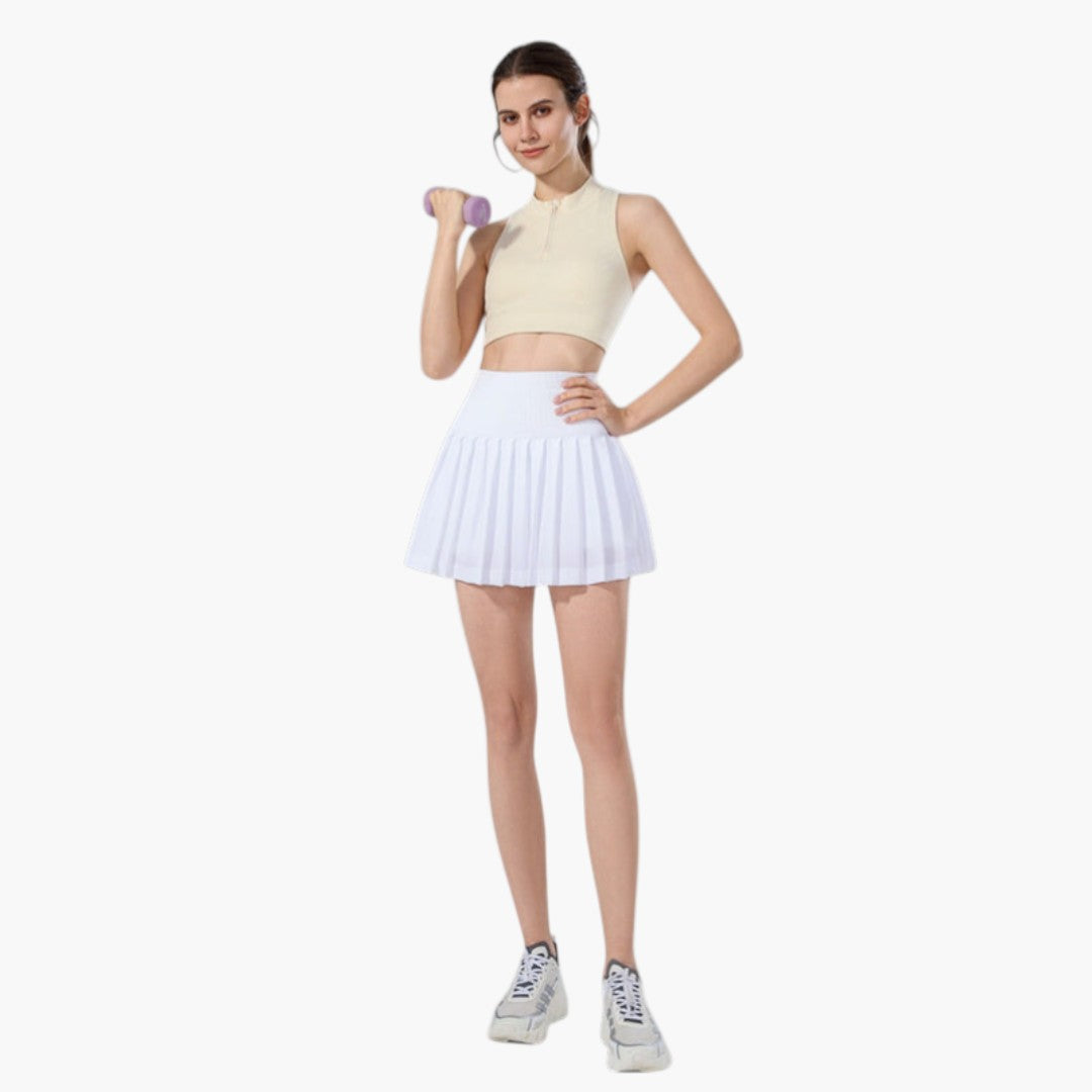 Damen Skort mit hohem Bund, Faltenstruktur und elastischem Bund-Skirt for women-Alpenkind