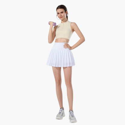 Damen Skort mit hohem Bund, Faltenstruktur und elastischem Bund-Skirt for women-Alpenkind