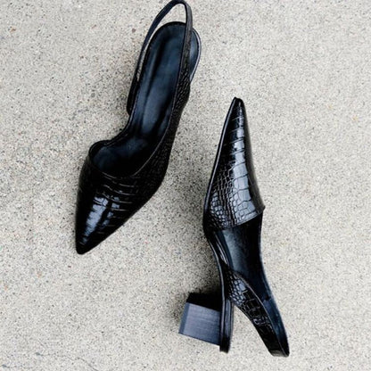 Damen Slingback-Pumps mit spitzer Kappe und Blockabsatz-Footwear for women-Alpenkind