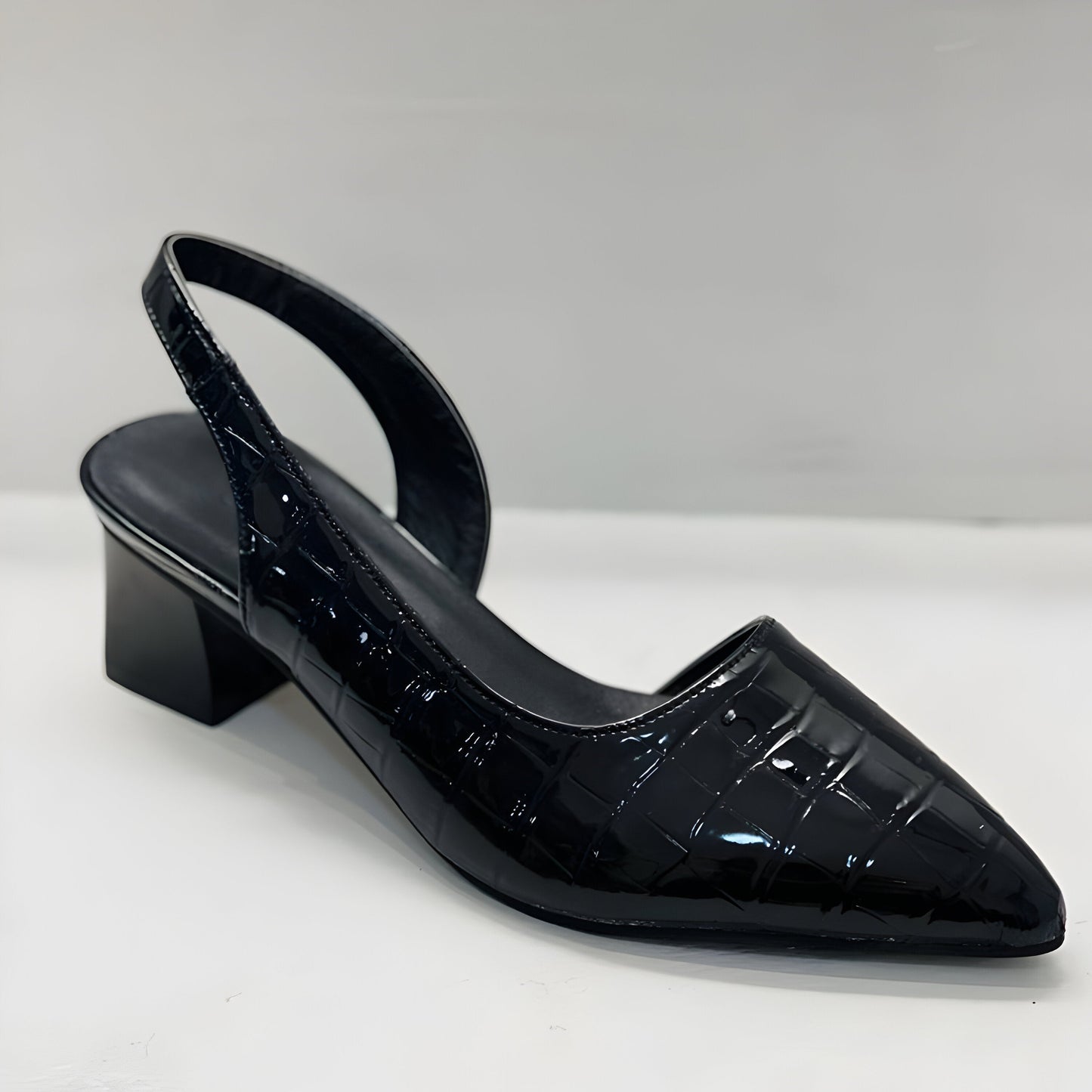Damen Slingback-Pumps mit spitzer Kappe und Blockabsatz-Footwear for women-Alpenkind