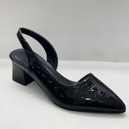 Damen Slingback-Pumps mit spitzer Kappe und Blockabsatz-Footwear for women-Alpenkind