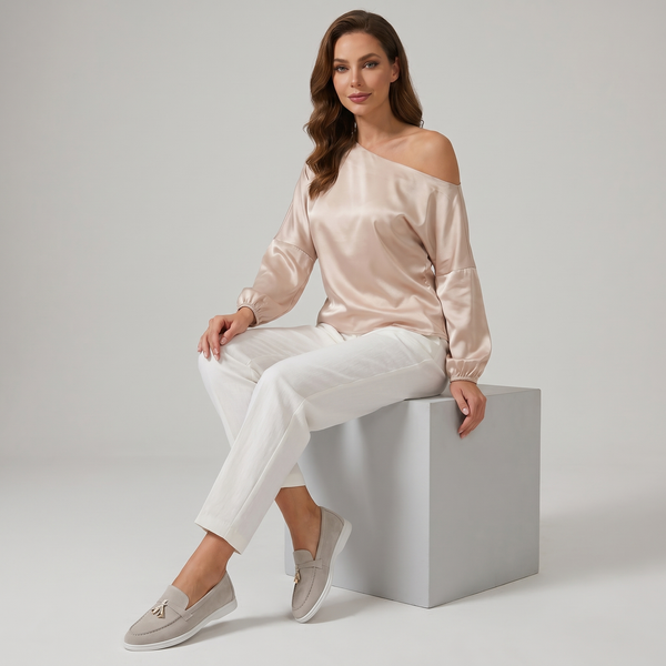 Damen-Slipper mit Quasten-Detail und flacher Sohle-Footwear for women-Alpenkind