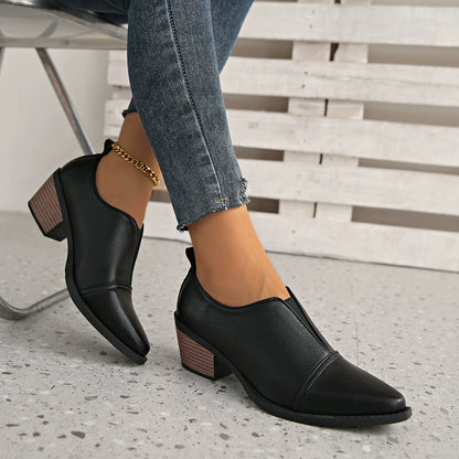 Damen Slipper-Schuhe mit Niedrigem Blockabsatz und Nahtdetail-Footwear for women-Alpenkind
