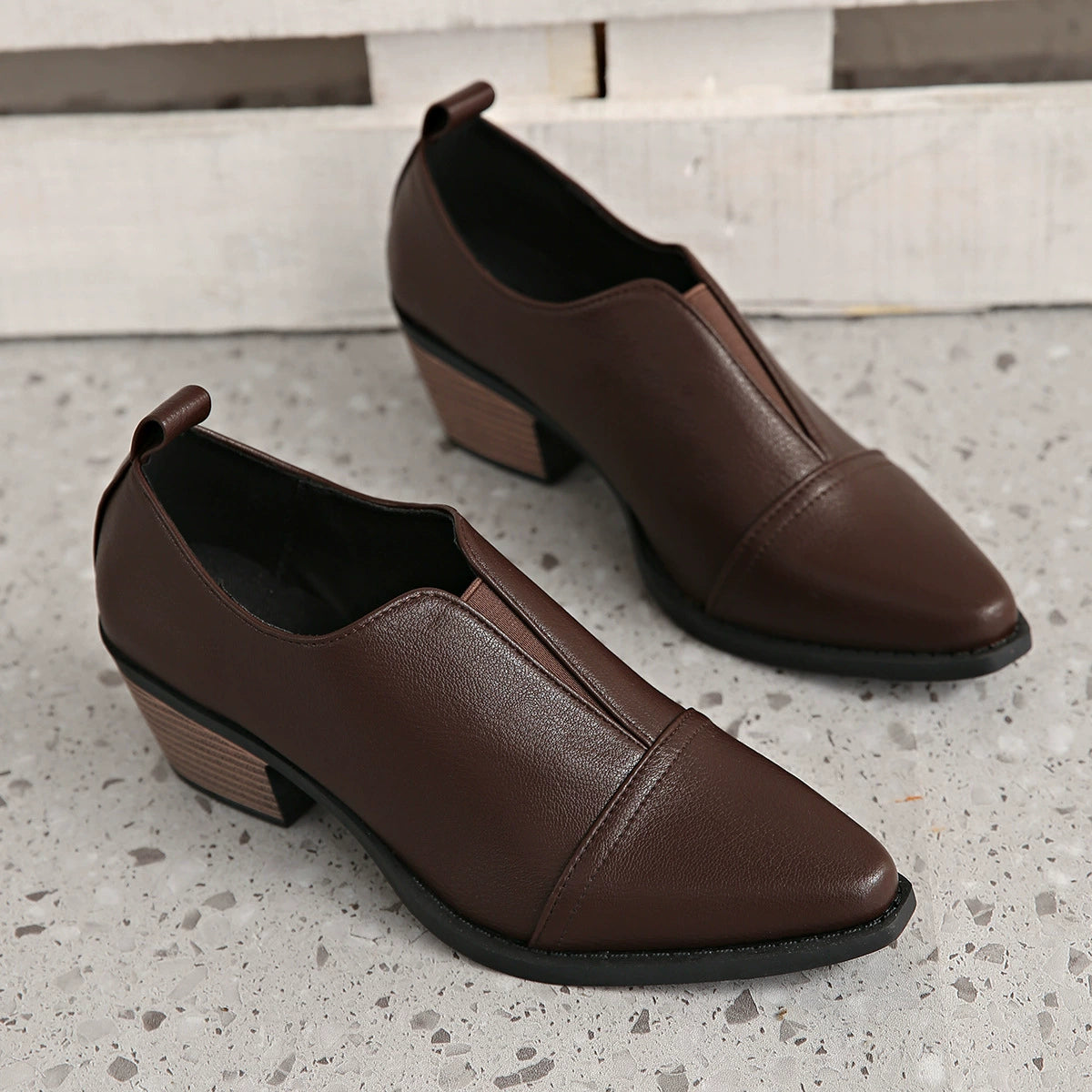 Damen Slipper-Schuhe mit Niedrigem Blockabsatz und Nahtdetail-Footwear for women-Alpenkind
