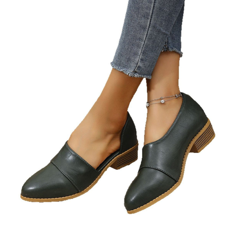 Damen Slipper-Schuhe mit Niedrigem Blockabsatz und Nahtdetail