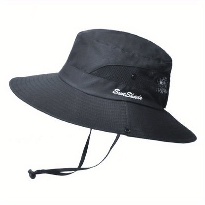 Damen Sonnenhut mit breiter Krempe und Pferdeschwanz-Öffnung-Accessories for Women-Alpenkind