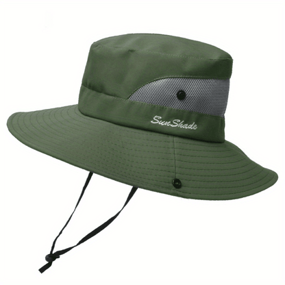 Damen Sonnenhut mit breiter Krempe und Pferdeschwanz-Öffnung-Accessories for Women-Alpenkind