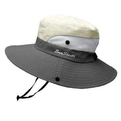 Damen Sonnenhut mit breiter Krempe und Pferdeschwanz-Öffnung-Accessories for Women-Alpenkind