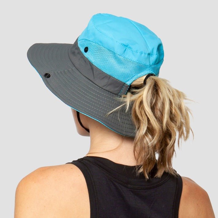 Damen Sonnenhut mit breiter Krempe und Pferdeschwanz-Öffnung-Accessories for Women-Alpenkind
