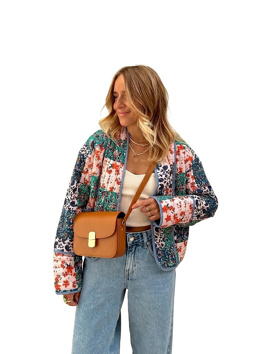 Damen-Steppjacke im Patchwork-Design-Jacket for women-Alpenkind