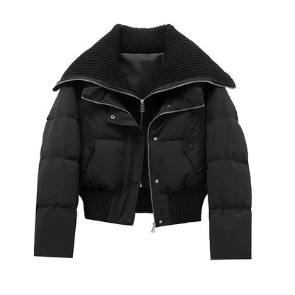 Damen-Steppjacke mit geripptem Strickkragen und Saum-Jacket for women-Alpenkind