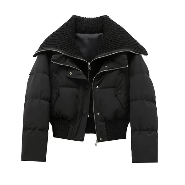 Damen-Steppjacke mit geripptem Strickkragen und Saum-Jacket for women-Alpenkind