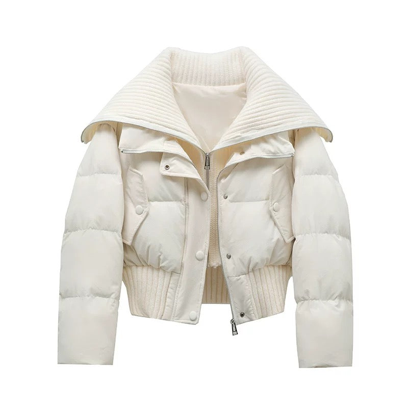 Damen-Steppjacke mit geripptem Strickkragen und Saum-Jacket for women-Alpenkind