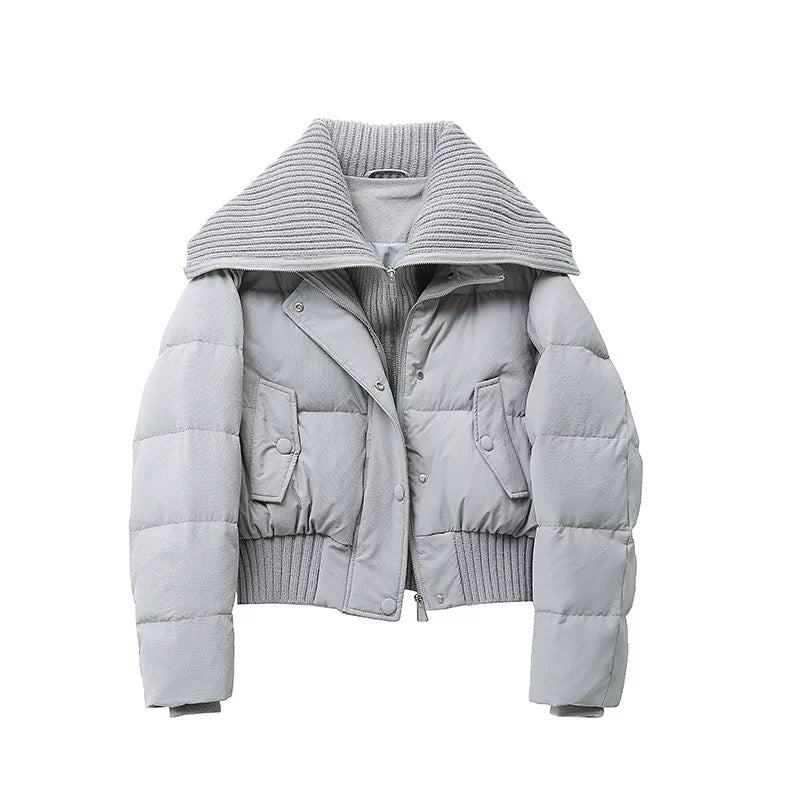 Damen-Steppjacke mit geripptem Strickkragen und Saum-Jacket for women-Alpenkind