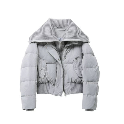 Damen-Steppjacke mit geripptem Strickkragen und Saum-Jacket for women-Alpenkind