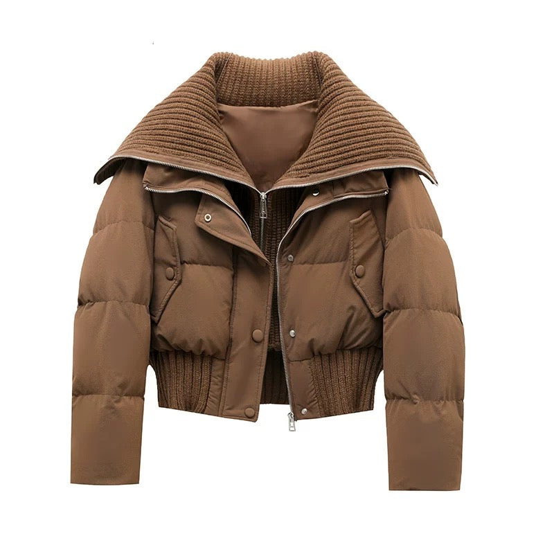 Damen-Steppjacke mit geripptem Strickkragen und Saum-Jacket for women-Alpenkind
