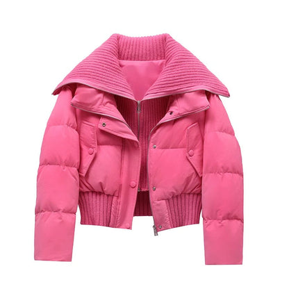 Damen-Steppjacke mit geripptem Strickkragen und Saum-Jacket for women-Alpenkind