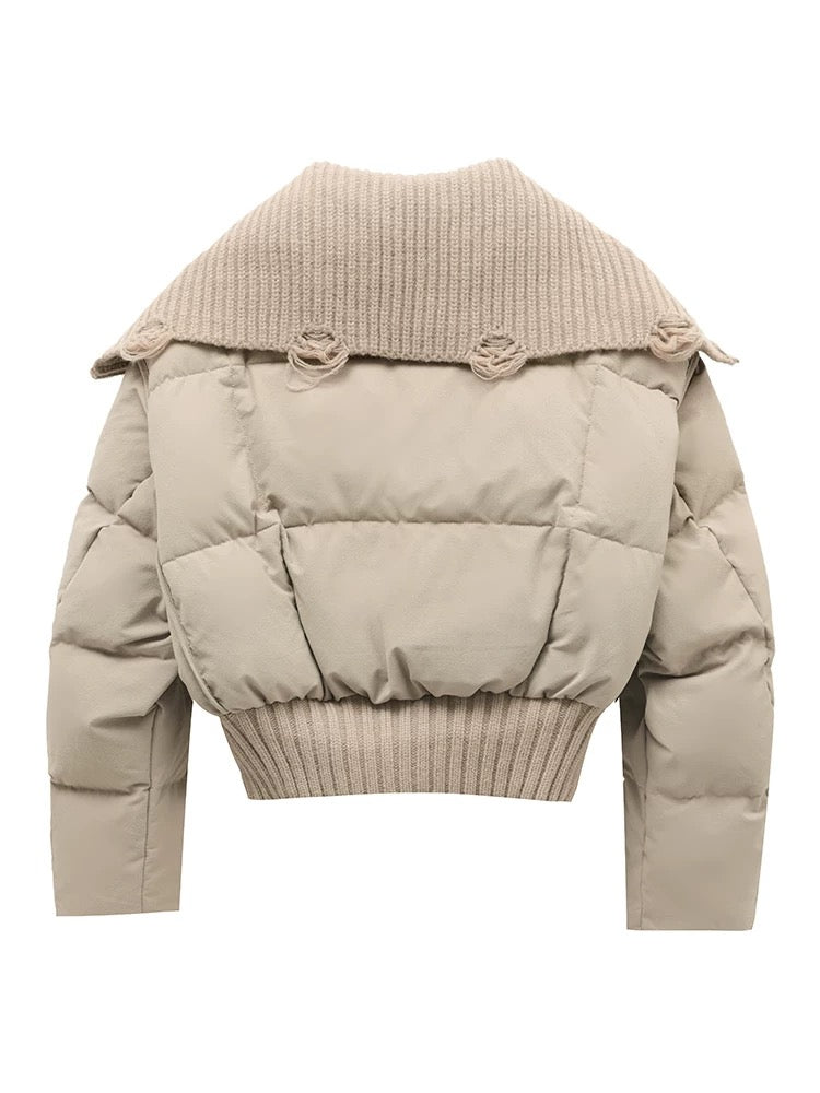 Damen-Steppjacke mit geripptem Strickkragen und Saum-Jacket for women-Alpenkind