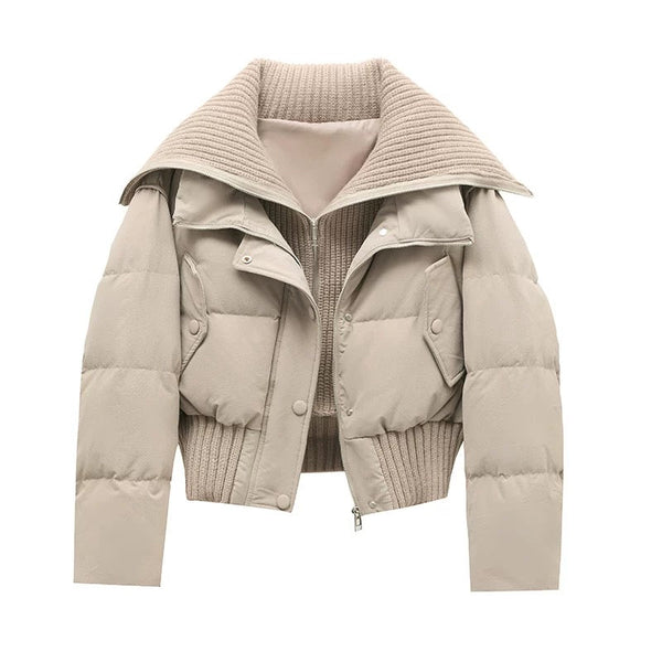 Damen-Steppjacke mit geripptem Strickkragen und Saum-Jacket for women-Alpenkind