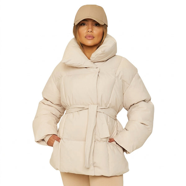 Damen-Steppjacke mit Gürtel und hohem Kragen-Jackets for women-Alpenkind