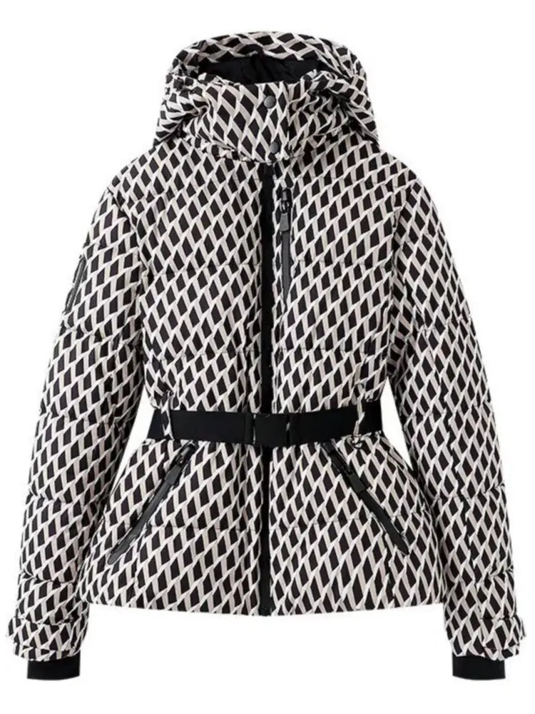 Damen-Steppjacke mit Gürtel und Kapuze-Jacket for women-Alpenkind