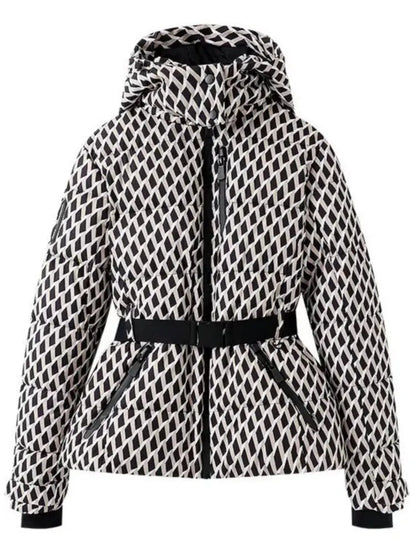 Damen-Steppjacke mit Gürtel und Kapuze-Jacket for women-Alpenkind