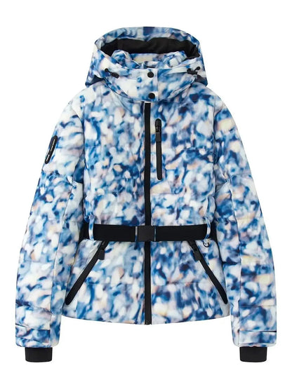 Damen-Steppjacke mit Gürtel und Kapuze-Jacket for women-Alpenkind