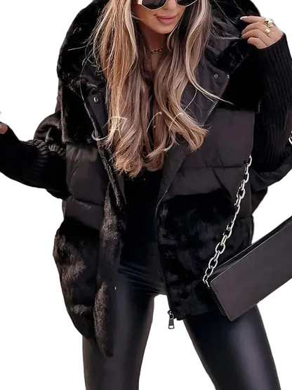 Damen Steppjacke mit Kapuze und Struktureinsätzen-Women Outerwear-Alpenkind