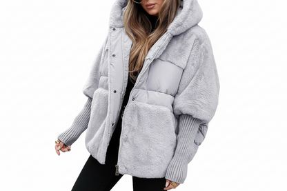 Damen Steppjacke mit Kapuze und Struktureinsätzen-Women Outerwear-Alpenkind