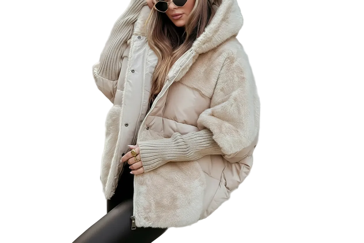 Damen Steppjacke mit Kapuze und Struktureinsätzen-Women Outerwear-Alpenkind