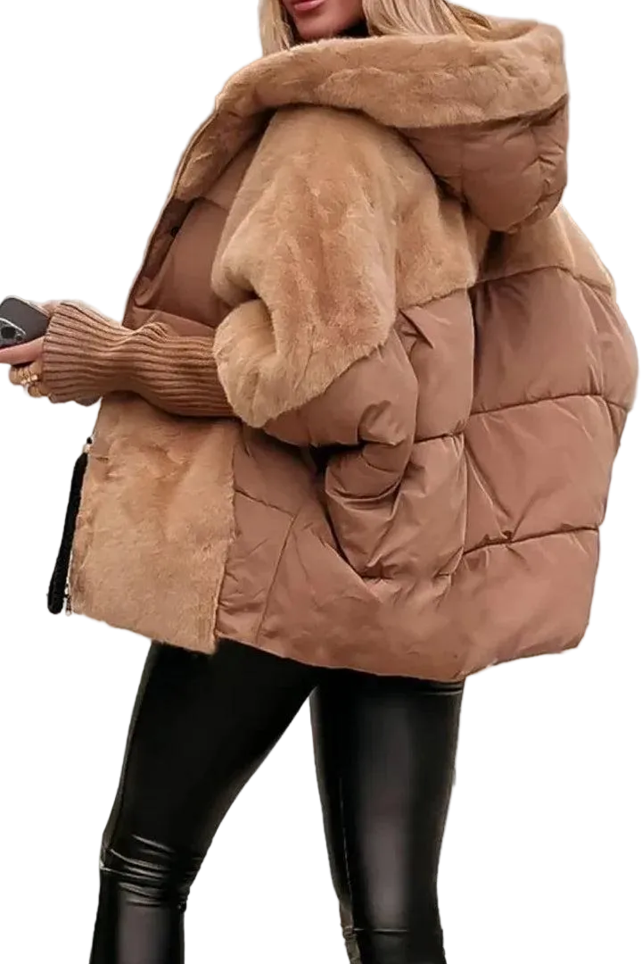 Damen Steppjacke mit Kapuze und Struktureinsätzen-Women Outerwear-Alpenkind