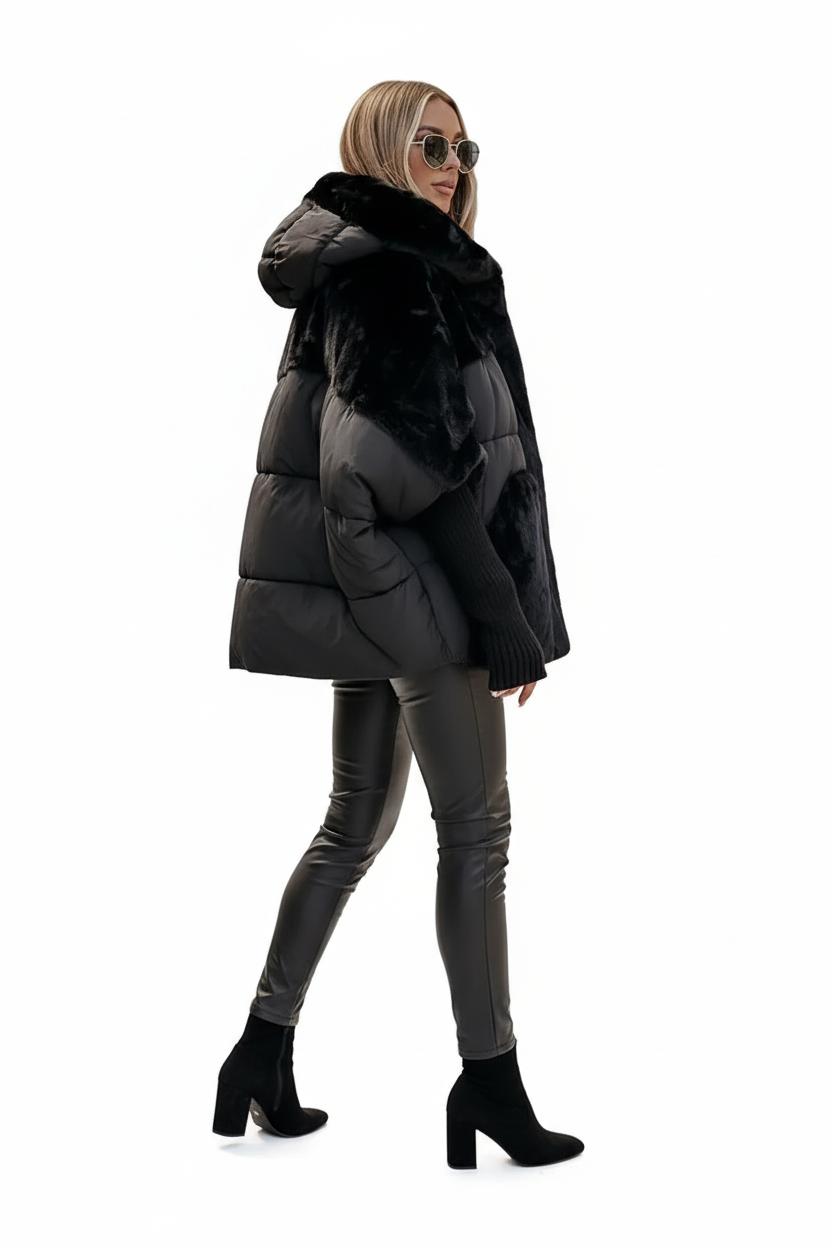 Damen Steppjacke mit Kapuze und Struktureinsätzen-Women Outerwear-Alpenkind