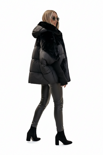 Damen Steppjacke mit Kapuze und Struktureinsätzen-Women Outerwear-Alpenkind