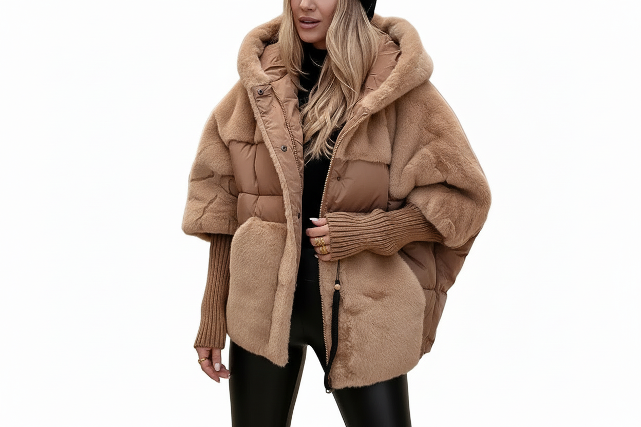 Damen Steppjacke mit Kapuze und Struktureinsätzen-Women Outerwear-Alpenkind