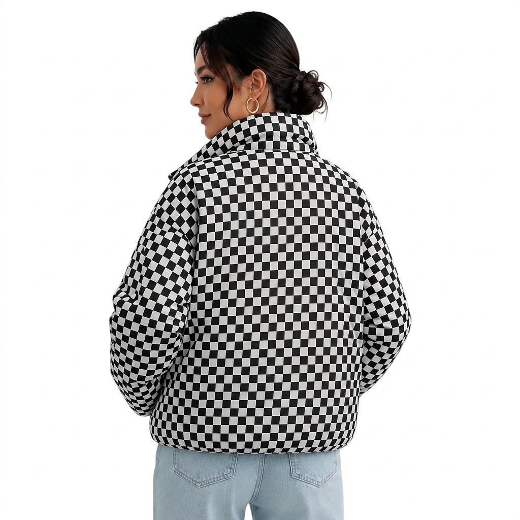 Damen-Steppjacke mit Karomuster und Stehkragen-Jacket for women-Alpenkind