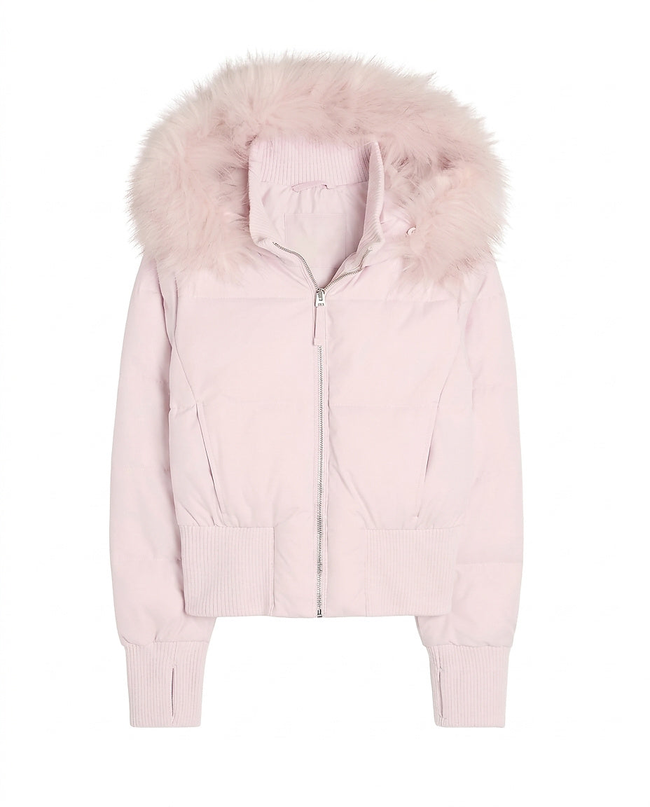 Damen-Steppjacke mit Kunstfellkapuze-Jacket for women-Alpenkind