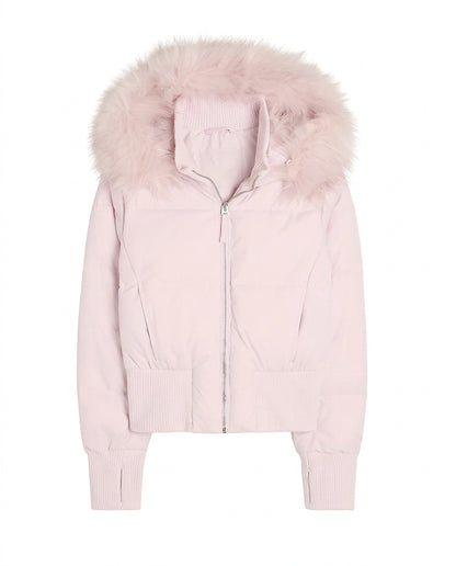 Damen-Steppjacke mit Kunstfellkapuze-Jacket for women-Alpenkind