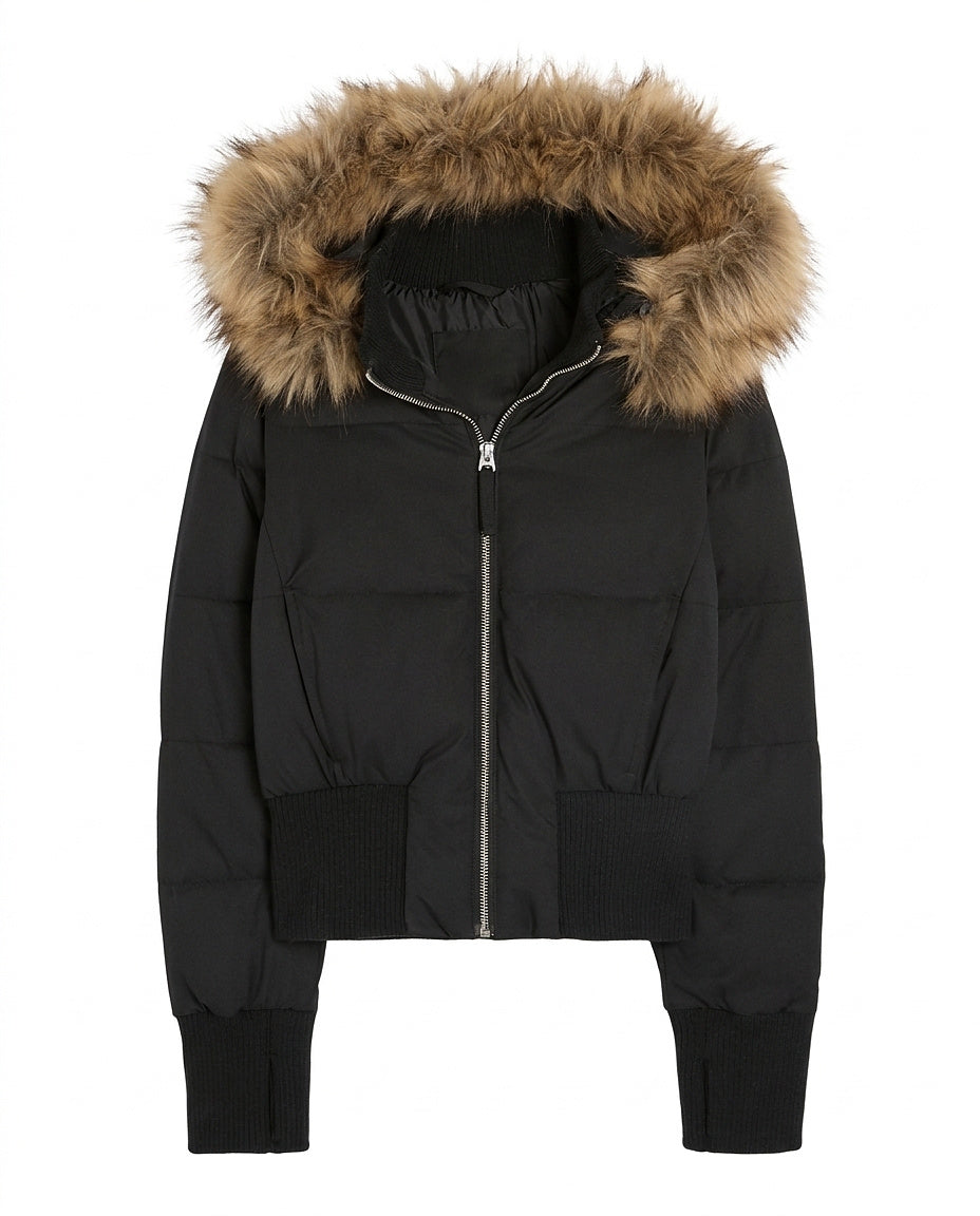 Damen-Steppjacke mit Kunstfellkapuze-Jacket for women-Alpenkind