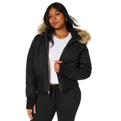 Damen-Steppjacke mit Kunstfellkapuze-Jacket for women-Alpenkind