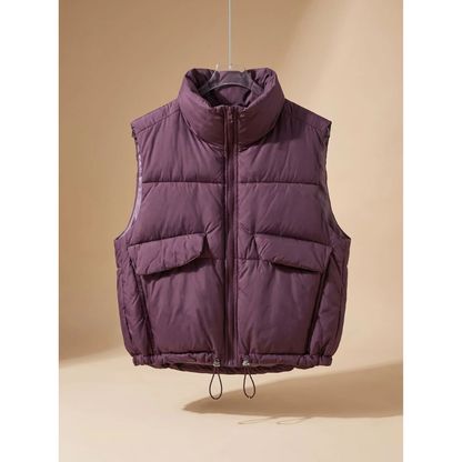 Damen-Steppweste mit Pattentaschen und Kordelzug am Saum-Vest for women-Alpenkind