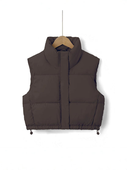 Damen-Steppweste mit Stehkragen und Kordelzug am Saum-Vests for women-Alpenkind
